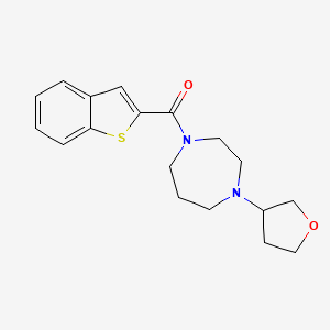 molecular formula C18H22N2O2S B2591925 Benzo[b]thiophen-2-yl(4-(tetrahydrofuran-3-yl)-1,4-diazepan-1-yl)methanone CAS No. 2309188-16-5