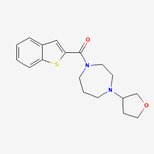 molecular formula C18H22N2O2S B2591925 1-(1-Benzothiophene-2-carbonyl)-4-(oxolan-3-yl)-1,4-diazepane CAS No. 2309188-16-5