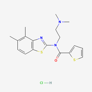 molecular formula C18H22ClN3OS2 B2591932 N-(2-(dimethylamino)ethyl)-N-(4,5-dimethylbenzo[d]thiazol-2-yl)thiophene-2-carboxamide hydrochloride CAS No. 1216739-45-5