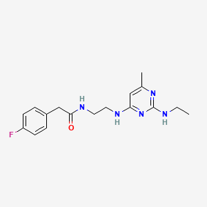 molecular formula C17H22FN5O B2591941 N-(2-((2-(ethylamino)-6-methylpyrimidin-4-yl)amino)ethyl)-2-(4-fluorophenyl)acetamide CAS No. 1334373-37-3
