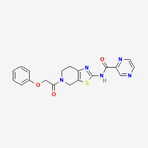 molecular formula C19H17N5O3S B2591958 N-(5-(2-phenoxyacetyl)-4,5,6,7-tetrahydrothiazolo[5,4-c]pyridin-2-yl)pyrazine-2-carboxamide CAS No. 1351659-44-3