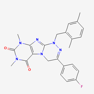 molecular formula C24H23FN6O2 B2591959 1-(2,5-dimethylbenzyl)-3-(4-fluorophenyl)-7,9-dimethyl-7,9-dihydro-[1,2,4]triazino[3,4-f]purine-6,8(1H,4H)-dione CAS No. 898443-67-9
