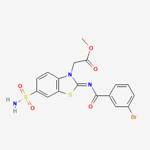 (Z)-methyl 2-(2-((3-bromobenzoyl)imino)-6-sulfamoylbenzo[d]thiazol-3(2H)-yl)acetate