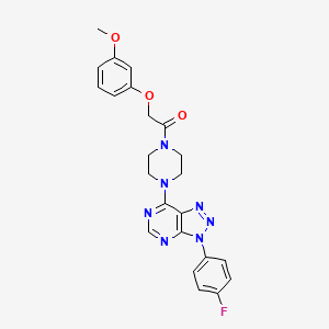 molecular formula C23H22FN7O3 B2591975 1-(4-(3-(4-fluorophenyl)-3H-[1,2,3]triazolo[4,5-d]pyrimidin-7-yl)piperazin-1-yl)-2-(3-methoxyphenoxy)ethanone CAS No. 923512-70-3