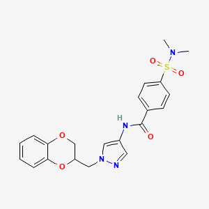 molecular formula C21H22N4O5S B2591985 N-(1-((2,3-dihydrobenzo[b][1,4]dioxin-2-yl)methyl)-1H-pyrazol-4-yl)-4-(N,N-dimethylsulfamoyl)benzamide CAS No. 1797553-05-9