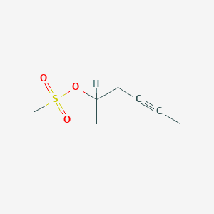 molecular formula C7H12O3S B2591987 Hex-4-yn-2-yl methanesulfonate CAS No. 2260931-27-7