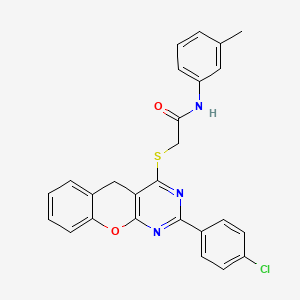 molecular formula C26H20ClN3O2S B2592003 2-((2-(4-chlorophenyl)-5H-chromeno[2,3-d]pyrimidin-4-yl)thio)-N-(m-tolyl)acetamide CAS No. 899760-59-9