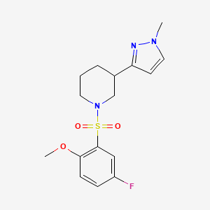 molecular formula C16H20FN3O3S B2592004 1-((5-fluoro-2-methoxyphenyl)sulfonyl)-3-(1-methyl-1H-pyrazol-3-yl)piperidine CAS No. 2197784-44-2