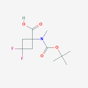molecular formula C11H17F2NO4 B2592030 1-((tert-Butoxycarbonyl)(methyl)amino)-3,3-difluorocyclobutane-1-carboxylic acid CAS No. 2231676-48-3
