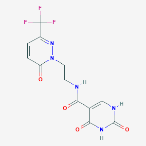 molecular formula C12H10F3N5O4 B2592031 2,4-Dioxo-N-[2-[6-oxo-3-(trifluoromethyl)pyridazin-1-yl]ethyl]-1H-pyrimidine-5-carboxamide CAS No. 2415509-22-5