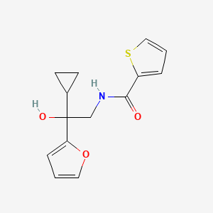 molecular formula C14H15NO3S B2592038 N-(2-环丙基-2-(呋喃-2-基)-2-羟乙基)噻吩-2-甲酰胺 CAS No. 1396707-59-7