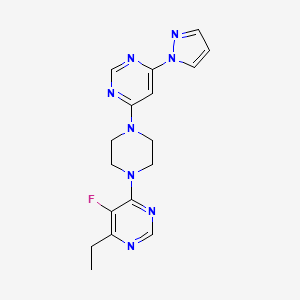 molecular formula C17H19FN8 B2592047 4-Ethyl-5-fluoro-6-[4-(6-pyrazol-1-ylpyrimidin-4-yl)piperazin-1-yl]pyrimidine CAS No. 2415520-23-7