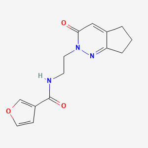 molecular formula C14H15N3O3 B2592065 N-(2-(3-oxo-3,5,6,7-tetrahydro-2H-cyclopenta[c]pyridazin-2-yl)ethyl)furan-3-carboxamide CAS No. 2097888-53-2
