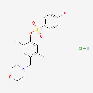 molecular formula C19H23ClFNO4S B2592069 2,5-Dimethyl-4-(morpholinomethyl)phenyl 4-fluorobenzenesulfonate hydrochloride CAS No. 1049730-54-2