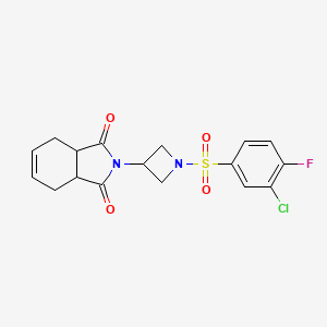 molecular formula C17H16ClFN2O4S B2592082 2-(1-((3-chloro-4-fluorophenyl)sulfonyl)azetidin-3-yl)-3a,4,7,7a-tetrahydro-1H-isoindole-1,3(2H)-dione CAS No. 2034424-06-9