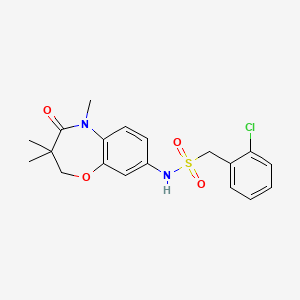 molecular formula C19H21ClN2O4S B2592086 1-(2-chlorophenyl)-N-(3,3,5-trimethyl-4-oxo-2,3,4,5-tetrahydrobenzo[b][1,4]oxazepin-8-yl)methanesulfonamide CAS No. 922093-61-6