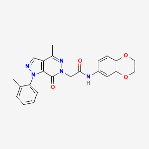 molecular formula C23H21N5O4 B2592088 N-(2,3-二氢苯并[b][1,4]二氧杂环-6-基)-2-(4-甲基-7-氧代-1-(邻甲苯基)-1H-吡唑并[3,4-d]哒嗪-6(7H)-基)乙酰胺 CAS No. 941884-56-6