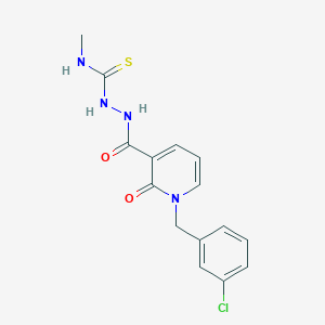 molecular formula C15H15ClN4O2S B2592091 2-{[1-(3-chlorobenzyl)-2-oxo-1,2-dihydro-3-pyridinyl]carbonyl}-N-methyl-1-hydrazinecarbothioamide CAS No. 242472-25-9