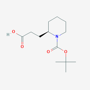 molecular formula C13H23NO4 B2592105 3-[(2R)-1-[(2-methylpropan-2-yl)oxycarbonyl]piperidin-2-yl]propanoic acid CAS No. 2165721-73-1
