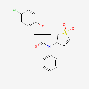 molecular formula C21H22ClNO4S B2592106 2-(4-chlorophenoxy)-N-(1,1-dioxido-2,3-dihydrothiophen-3-yl)-2-methyl-N-(p-tolyl)propanamide CAS No. 852438-26-7