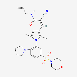 molecular formula C27H33N5O4S B2592111 (Z)-2-Cyano-3-[2,5-dimethyl-1-(5-morpholin-4-ylsulfonyl-2-pyrrolidin-1-ylphenyl)pyrrol-3-yl]-N-prop-2-enylprop-2-enamide CAS No. 717140-56-2