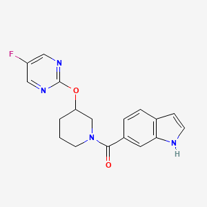 molecular formula C18H17FN4O2 B2592112 (3-((5-fluoropyrimidin-2-yl)oxy)piperidin-1-yl)(1H-indol-6-yl)methanone CAS No. 2034429-03-1