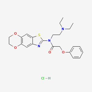 molecular formula C23H28ClN3O4S B2592127 N-(2-(diethylamino)ethyl)-N-(6,7-dihydro-[1,4]dioxino[2',3':4,5]benzo[1,2-d]thiazol-2-yl)-2-phenoxyacetamide hydrochloride CAS No. 1321702-16-2