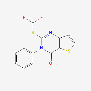 molecular formula C13H8F2N2OS2 B2592135 2-[(二氟甲基)硫烷基]-3-苯基噻吩并[3,2-d]嘧啶-4(3H)-酮 CAS No. 477859-73-7