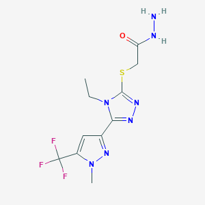 2-({4-ethyl-5-[1-methyl-5-(trifluoromethyl)-1H-pyrazol-3-yl]-4H-1,2,4-triazol-3-yl}sulfanyl)acetohydrazide