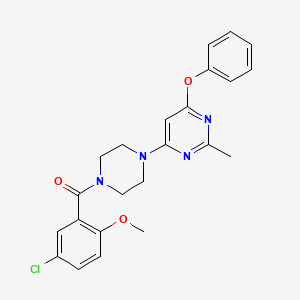 molecular formula C23H23ClN4O3 B2592152 (5-Chloro-2-methoxyphenyl)(4-(2-methyl-6-phenoxypyrimidin-4-yl)piperazin-1-yl)methanone CAS No. 946249-00-9