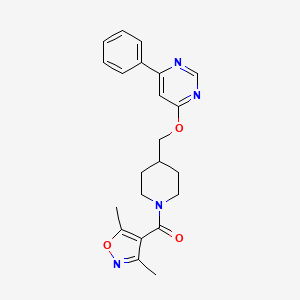 molecular formula C22H24N4O3 B2592184 (3,5-Dimethyl-1,2-oxazol-4-yl)-[4-[(6-phenylpyrimidin-4-yl)oxymethyl]piperidin-1-yl]methanone CAS No. 2380034-47-7