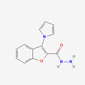 molecular formula C13H11N3O2 B2592185 3-(1H-pyrrol-1-yl)-1-benzofuran-2-carbohydrazide CAS No. 866040-16-6