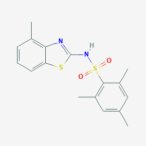 molecular formula C17H18N2O2S2 B259219 2,4,6-trimethyl-N-(4-methyl-1,3-benzothiazol-2-yl)benzenesulfonamide 