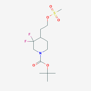 molecular formula C13H23F2NO5S B2592198 Tert-butyl 3,3-difluoro-4-(2-(methylsulfonyloxy)ethyl)piperidine-1-carboxylate CAS No. 1881296-52-1