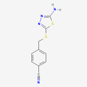molecular formula C10H8N4S2 B2592209 4-{[(5-Amino-1,3,4-thiadiazol-2-yl)thio]methyl}benzonitrile CAS No. 299921-59-8