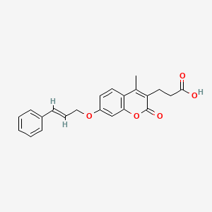 molecular formula C22H20O5 B2592210 3-(4-methyl-2-oxo-7-{[(2E)-3-phenylprop-2-en-1-yl]oxy}-2H-chromen-3-yl)propanoic acid CAS No. 701954-14-5