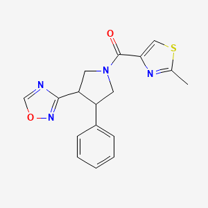 molecular formula C17H16N4O2S B2592214 (3-(1,2,4-Oxadiazol-3-yl)-4-phenylpyrrolidin-1-yl)(2-methylthiazol-4-yl)methanone CAS No. 2034323-76-5