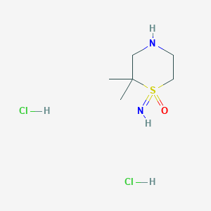 molecular formula C6H16Cl2N2OS B2592216 1-Imino-2,2-dimethyl-1,4-thiazinane 1-oxide;dihydrochloride CAS No. 2411252-57-6