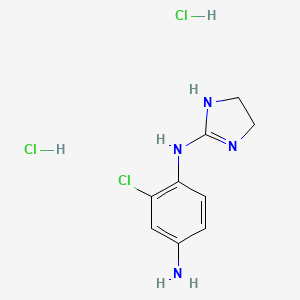molecular formula C9H13Cl3N4 B2592217 2-氯-1-N-(4,5-二氢-1H-咪唑-2-基)苯-1,4-二胺；二盐酸盐 CAS No. 21571-04-0