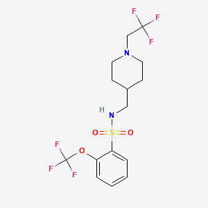 molecular formula C15H18F6N2O3S B2592220 N-[[1-(2,2,2-Trifluoroethyl)piperidin-4-yl]methyl]-2-(trifluoromethoxy)benzenesulfonamide CAS No. 2310208-08-1