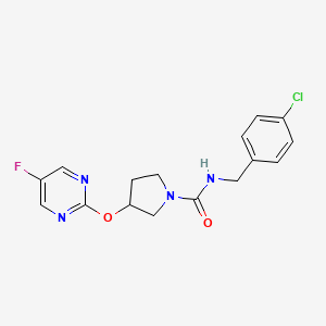 molecular formula C16H16ClFN4O2 B2592228 N-(4-chlorobenzyl)-3-((5-fluoropyrimidin-2-yl)oxy)pyrrolidine-1-carboxamide CAS No. 2034579-06-9