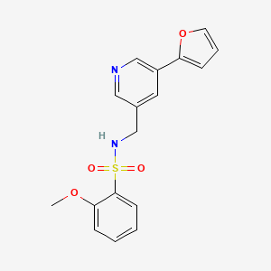 molecular formula C17H16N2O4S B2592236 N-((5-(呋喃-2-基)吡啶-3-基)甲基)-2-甲氧基苯磺酰胺 CAS No. 2034613-60-8