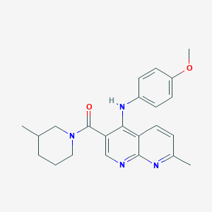 (4-((4-Methoxyphenyl)amino)-7-methyl-1,8-naphthyridin-3-yl)(3-methylpiperidin-1-yl)methanone