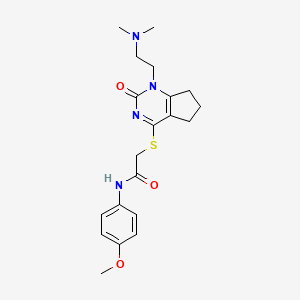 molecular formula C20H26N4O3S B2592242 2-((1-(2-(dimethylamino)ethyl)-2-oxo-2,5,6,7-tetrahydro-1H-cyclopenta[d]pyrimidin-4-yl)thio)-N-(4-methoxyphenyl)acetamide CAS No. 898451-45-1