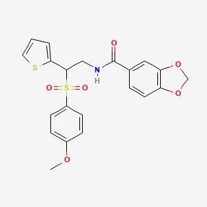 N-(2-((4-methoxyphenyl)sulfonyl)-2-(thiophen-2-yl)ethyl)benzo[d][1,3]dioxole-5-carboxamide