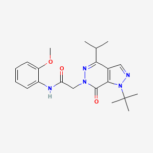 molecular formula C21H27N5O3 B2592247 2-[1-tert-ブチル-7-オキソ-4-(プロパン-2-イル)-1H,6H,7H-ピラゾロ[3,4-d]ピリダジン-6-イル]-N-(2-メトキシフェニル)アセトアミド CAS No. 1172436-60-0