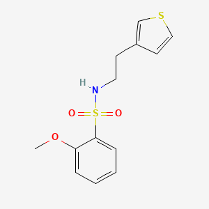 molecular formula C13H15NO3S2 B2592250 2-methoxy-N-(2-(thiophen-3-yl)ethyl)benzenesulfonamide CAS No. 1257550-07-4