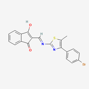 molecular formula C20H13BrN2O2S B2592263 2-(((4-(4-Bromophenyl)-3-methyl-2,5-thiazolyl)amino)methylene)indane-1,3-dione CAS No. 1022508-70-8