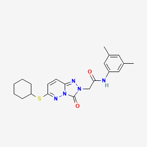 molecular formula C21H25N5O2S B2592266 2-[6-(cyclohexylthio)-3-oxo[1,2,4]triazolo[4,3-b]pyridazin-2(3H)-yl]-N-(3,5-dimethylphenyl)acetamide CAS No. 1040652-49-0