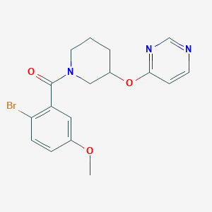 molecular formula C17H18BrN3O3 B2592281 (2-Bromo-5-methoxyphenyl)(3-(pyrimidin-4-yloxy)piperidin-1-yl)methanone CAS No. 2034523-02-7